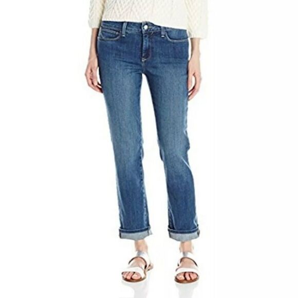NYDJ Bobbie Boyfriend Jeans Stretch Denim Relaxed Style Straight Leg Size 14 - Picture 1 of 9